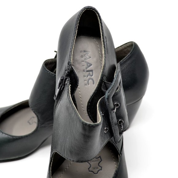Size 37 MARC Soft Walk Black Leather Mary Jane Style Heals - Picture 6 of 6